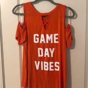 Game day vibes shoulder cut out top